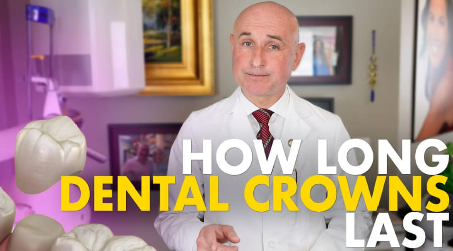 Black tooth under a crown