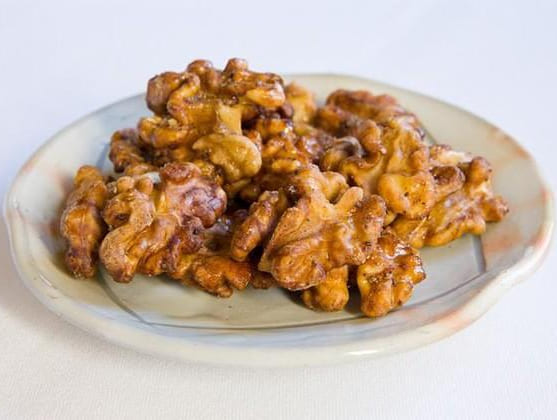 Black walnuts with maple syrup